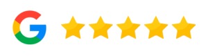 Imagem com o logo do Google que representa 5 estrelas na avaliação dos clientes Mercogás.