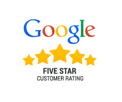 Selo do Google, top 5 estrelas na avaliação dos clientes.