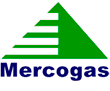 Logo da empresa Mercogás que realiza manutenção de aquecedores a gás.